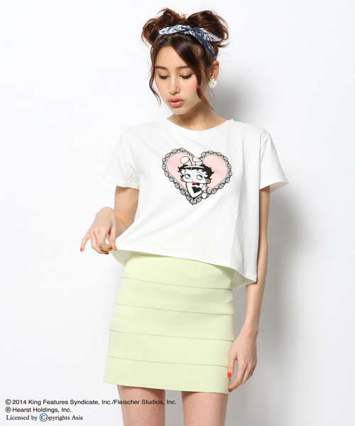 L.D.S.(エルディーエス)の「BETTY BOOP ミニTシャツ(Tシャツ/カットソー・レディース・ホワイト系/ピンク系/ブルー系・FREE)」の2枚目の写真