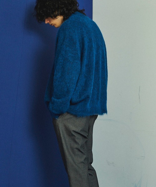 MAISON SPECIAL(メゾンスペシャル)の「モヘヤオーバーサイズVネックカーディガン 【MAISON SPECIAL/メゾンスペシャル】(カーディガン/ボレロ・メンズ・ブルー/バーガンディー・46/48)」の7枚目の写真