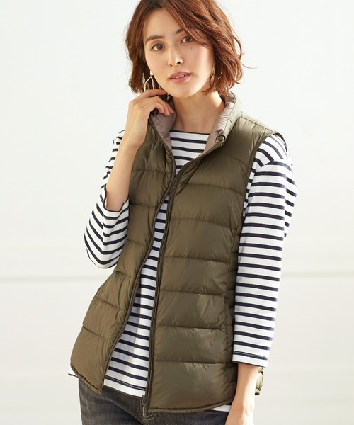 軽量ダウン配色使いベスト ポーチ付 ダウンベスト Belluna Plus ベルーナ のファッション通販 Zozotown
