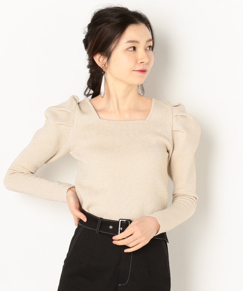 archives（アルシーヴ）の「パワショルラメニットプルオーバー（ニット/セーター・レディース・アイボリー/ブラック/グリーン/ブルー・MEDIUM）」の2枚目の写真