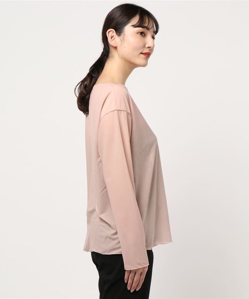 DouDou（ドゥドゥ）の「シアーメローボートプルオーバー（Tシャツ/カットソー・レディース・ライトグレー/ピンク/ライトベージュ・FREE）」の4枚目の写真