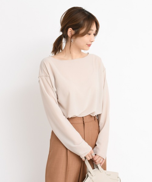 DouDou（ドゥドゥ）の「シアーメローボートプルオーバー（Tシャツ/カットソー・レディース・ライトグレー/ピンク/ライトベージュ・FREE）」の3枚目の写真