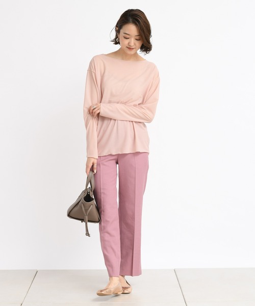 DouDou（ドゥドゥ）の「シアーメローボートプルオーバー（Tシャツ/カットソー・レディース・ライトグレー/ピンク/ライトベージュ・FREE）」の15枚目の写真