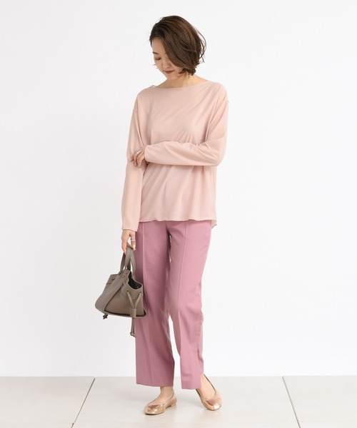 DouDou（ドゥドゥ）の「シアーメローボートプルオーバー（Tシャツ/カットソー・レディース・ライトグレー/ピンク/ライトベージュ・FREE）」の6枚目の写真