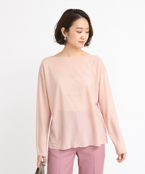 DouDou（ドゥドゥ）の「シアーメローボートプルオーバー（Tシャツ/カットソー・レディース・ライトグレー/ピンク/ライトベージュ・FREE）」の16枚目の写真