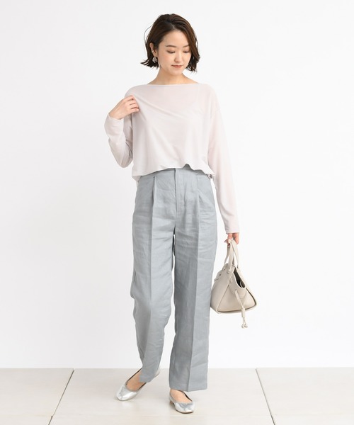 DouDou（ドゥドゥ）の「シアーメローボートプルオーバー（Tシャツ/カットソー・レディース・ライトグレー/ピンク/ライトベージュ・FREE）」の13枚目の写真