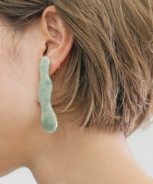 select MOCA(セレクトモカ)の「ドロップアメーバーイヤリング(イヤリング・レディース・ライトグレー/ライトグリーン/アイボリー/クリア・FREE)」の7枚目の写真