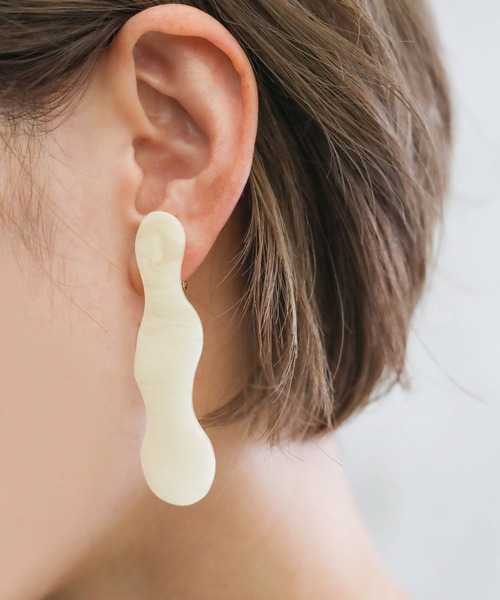 select MOCA(セレクトモカ)の「ドロップアメーバーイヤリング(イヤリング・レディース・ライトグレー/ライトグリーン/アイボリー/クリア・FREE)」の15枚目の写真