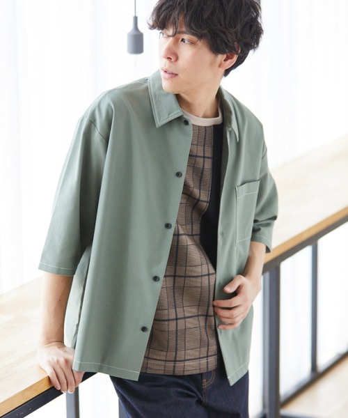 LAKOLE（ラコレ）の「ドビークロップドシャツ / LAKOLE（シャツ/ブラウス・メンズ・ブラック/ベージュ/オリーブ・MEDIUM/LARGE）」の3枚目の写真