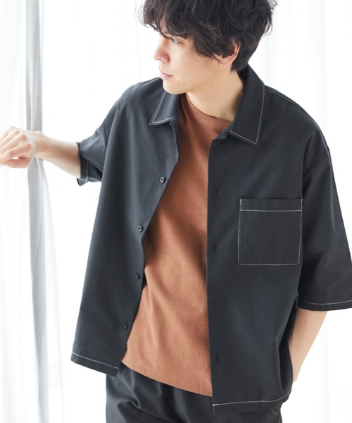 LAKOLE（ラコレ）の「ドビークロップドシャツ / LAKOLE（シャツ/ブラウス・メンズ・ブラック/ベージュ/オリーブ・MEDIUM/LARGE）」の2枚目の写真