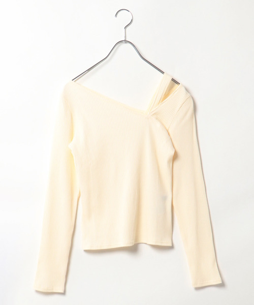 VENCEEXCHANGE（ヴァンスエクスチェンジ）の「リブドッキングアシメネックプルオーバー（Tシャツ/カットソー・レディース・パープル/オフホワイト/グリーン/ブラック・M）」の2枚目の写真