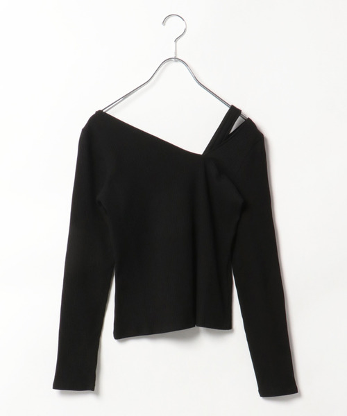 VENCEEXCHANGE（ヴァンスエクスチェンジ）の「リブドッキングアシメネックプルオーバー（Tシャツ/カットソー・レディース・パープル/オフホワイト/グリーン/ブラック・M）」の3枚目の写真