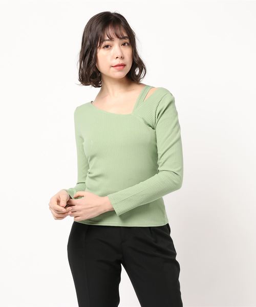 VENCEEXCHANGE（ヴァンスエクスチェンジ）の「リブドッキングアシメネックプルオーバー（Tシャツ/カットソー・レディース・パープル/オフホワイト/グリーン/ブラック・M）」の15枚目の写真