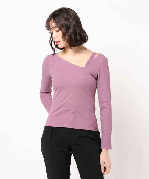 VENCEEXCHANGE（ヴァンスエクスチェンジ）の「リブドッキングアシメネックプルオーバー（Tシャツ/カットソー・レディース・パープル/オフホワイト/グリーン/ブラック・M）」の14枚目の写真