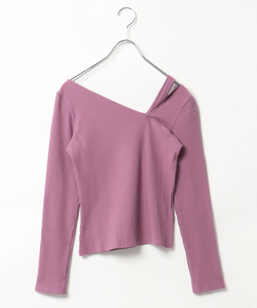 VENCEEXCHANGE（ヴァンスエクスチェンジ）の「リブドッキングアシメネックプルオーバー（Tシャツ/カットソー・レディース・パープル/オフホワイト/グリーン/ブラック・M）」の13枚目の写真