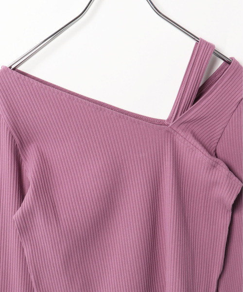 VENCEEXCHANGE（ヴァンスエクスチェンジ）の「リブドッキングアシメネックプルオーバー（Tシャツ/カットソー・レディース・パープル/オフホワイト/グリーン/ブラック・M）」の11枚目の写真