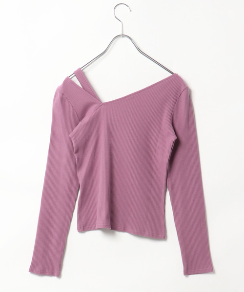 VENCEEXCHANGE（ヴァンスエクスチェンジ）の「リブドッキングアシメネックプルオーバー（Tシャツ/カットソー・レディース・パープル/オフホワイト/グリーン/ブラック・M）」の12枚目の写真