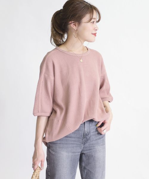 SHIPS Days(シップスデイズ)の「SHIPS Days:ワッフルプルオーバー(Tシャツ/カットソー・レディース・ブラック/ベージュ/ピンク・ONE SIZE)」の3枚目の写真