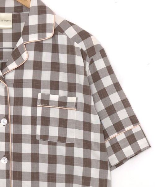 パジャマシャツ セットアップ cotton-me天然繊維100%パジャマシャツセットアップ(ギンガム