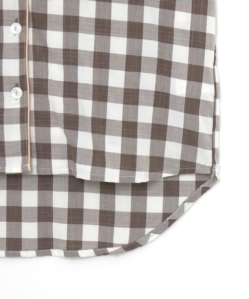 fran de lingerie（フランデランジェリー）の「cotton-me天然繊維100%パジャマシャツセットアップ(ギンガムチェック・パイナップル)（ルームウェア/パジャマ・レディース・ブラウン/ブルー/グリーン/ネイビー/ホワイト・M-L）」の10枚目の写真