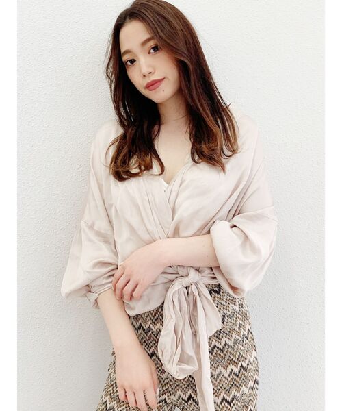 GYDA（ジェイダ）の「ルーズカシュクールシャツ（シャツ/ブラウス・レディース・ブラック/ベージュ・FREE）」の6枚目の写真