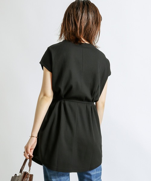 natural couture(ナチュラルクチュール)の「防油加工リブカットソーラップチュニック(Tシャツ/カットソー・レディース・ブラック/ブラウン/ライトベージュ/レンガ・FREE)」の21枚目の写真