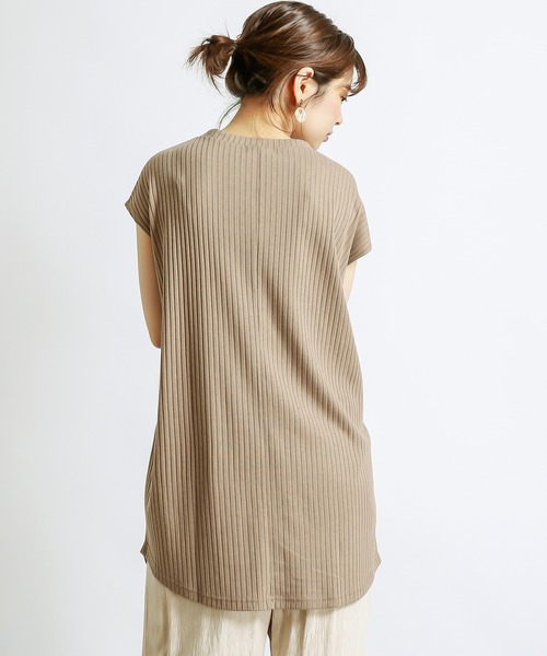 natural couture(ナチュラルクチュール)の「防油加工リブカットソーラップチュニック(Tシャツ/カットソー・レディース・ブラック/ブラウン/ライトベージュ/レンガ・FREE)」の11枚目の写真