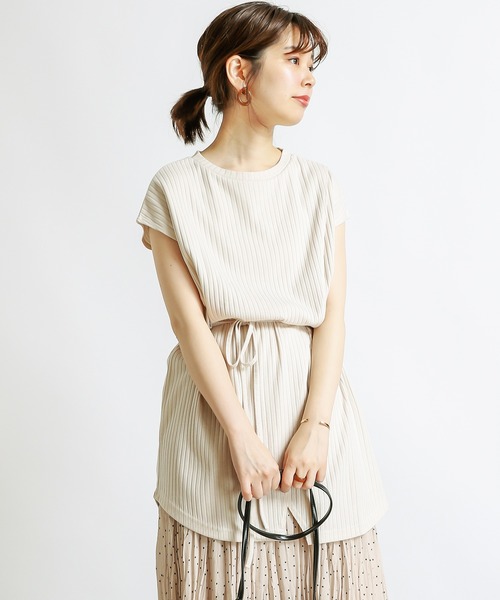 natural couture(ナチュラルクチュール)の「防油加工リブカットソーラップチュニック(Tシャツ/カットソー・レディース・ブラック/ブラウン/ライトベージュ/レンガ・FREE)」の18枚目の写真