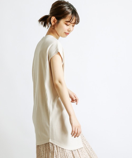 natural couture(ナチュラルクチュール)の「防油加工リブカットソーラップチュニック(Tシャツ/カットソー・レディース・ブラック/ブラウン/ライトベージュ/レンガ・FREE)」の22枚目の写真