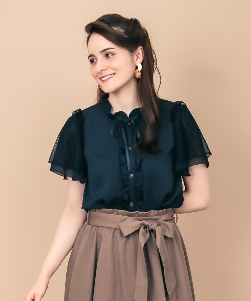 axes femme（アクシーズファム）の「レーシースリーブブラウス（シャツ/ブラウス・レディース・キナリ/レッド/ブラック・MEDIUM）」の2枚目の写真