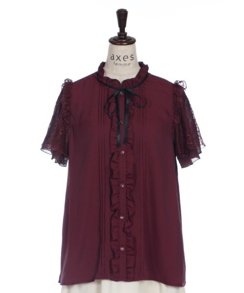 axes femme（アクシーズファム）の「レーシースリーブブラウス（シャツ/ブラウス・レディース・キナリ/レッド/ブラック・MEDIUM）」の7枚目の写真
