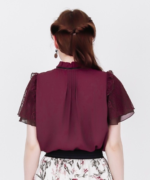axes femme（アクシーズファム）の「レーシースリーブブラウス（シャツ/ブラウス・レディース・キナリ/レッド/ブラック・MEDIUM）」の9枚目の写真