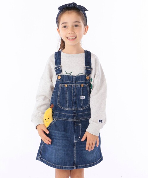 Lee（リー）の「Lee:デニム オーバーオール スカート(100～120cm)（サロペット/オーバーオール・キッズ・ロイヤルブルー/ブラック/ブルー/ネイビー/ダークブルー・100/110/120）」の5枚目の写真