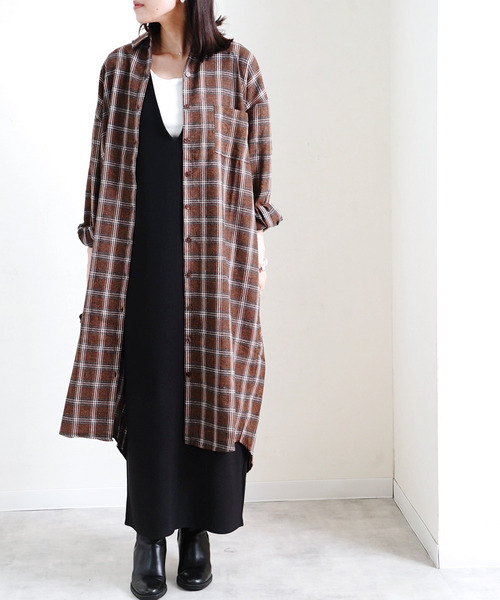 セール Fizz フィズ ボリュームスリーブ ビエラチェックシャツワンピース シャツワンピース Fizz フィズ のファッション通販 Zozotown