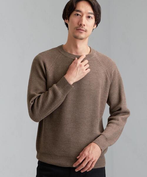 green label relaxing（グリーンレーベルリラクシング）の「SC カタアゼ ラグラン クルーネック ニット セーター（ニット/セーター・メンズ・ダークブラウン/ライトグレー/ワインレッド/ダークグリーン/ネイビー/ベージュ/ライトブルー/オリーブ・LARGE/X-LARGE/SMALL/MEDIUM）」の20枚目の写真