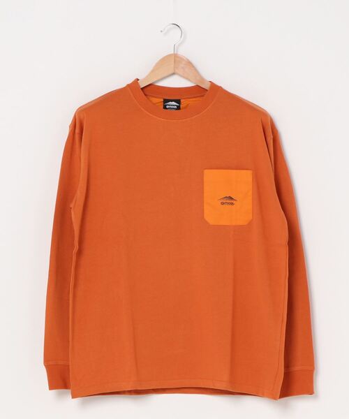 OUTDOOR PRODUCTS(アウトドアプロダクツ)の「BLロゴロンT ワンポイント ブラックライン(Tシャツ/カットソー・メンズ・ホワイト/ブラック/オレンジ・MEDIUM/LARGE/X-LARGE)」の3枚目の写真