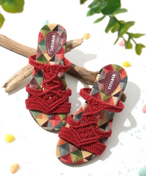 チチカカ（チチカカ）の「ジャカートインソールロープサンダル（サンダル・レディース・ホワイト/ブラック/レッド・MEDIUM/LARGE）」の3枚目の写真