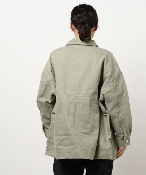 OUTDOOR PRODUCTS（アウトドアプロダクツ）の「【OUTDOOR PRODUCTS】ドロストカバーオール　デニムジャケット　ビッグシルエット（デニムジャケット・レディース・サンドベージュ/ワンウォッシュ/ブルー系その他/カーキ・LARGE/MEDIUM）」の6枚目の写真
