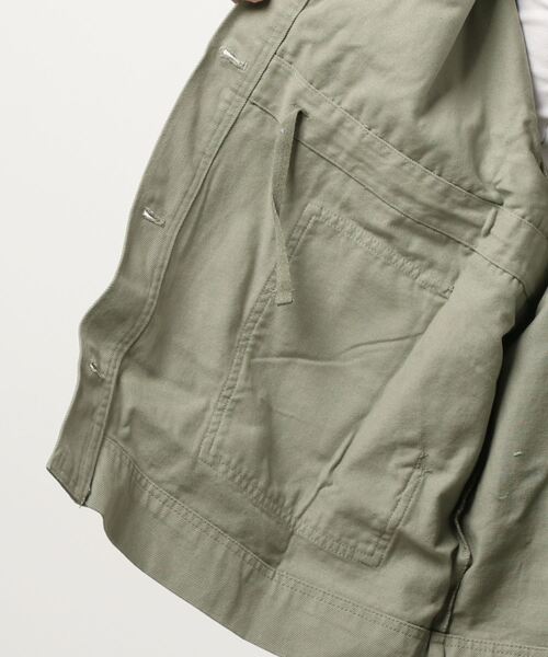 OUTDOOR PRODUCTS（アウトドアプロダクツ）の「【OUTDOOR PRODUCTS】ドロストカバーオール　デニムジャケット　ビッグシルエット（デニムジャケット・レディース・サンドベージュ/ワンウォッシュ/ブルー系その他/カーキ・LARGE/MEDIUM）」の7枚目の写真