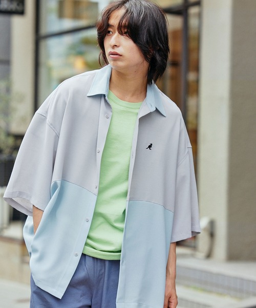 KANGOL(カンゴール)の「KANGOL/カンゴール 別注 ブライトポプリン オーバーサイズ ヨーク切替 1/2 sleeve レギュラーカラーシャツ(シャツ/ブラウス・メンズ・ブラック系その他/グレー系その他/グレー系その他2・FREE)」の3枚目の写真