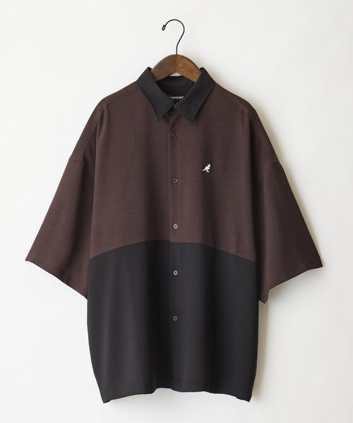 KANGOL(カンゴール)の「KANGOL/カンゴール 別注 ブライトポプリン オーバーサイズ ヨーク切替 1/2 sleeve レギュラーカラーシャツ(シャツ/ブラウス・メンズ・ブラック系その他/グレー系その他/グレー系その他2・FREE)」の4枚目の写真