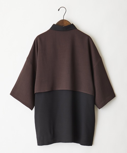 KANGOL(カンゴール)の「KANGOL/カンゴール 別注 ブライトポプリン オーバーサイズ ヨーク切替 1/2 sleeve レギュラーカラーシャツ(シャツ/ブラウス・メンズ・ブラック系その他/グレー系その他/グレー系その他2・FREE)」の5枚目の写真
