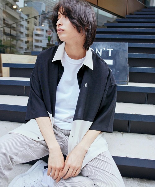 KANGOL(カンゴール)の「KANGOL/カンゴール 別注 ブライトポプリン オーバーサイズ ヨーク切替 1/2 sleeve レギュラーカラーシャツ(シャツ/ブラウス・メンズ・ブラック系その他/グレー系その他/グレー系その他2・FREE)」の13枚目の写真