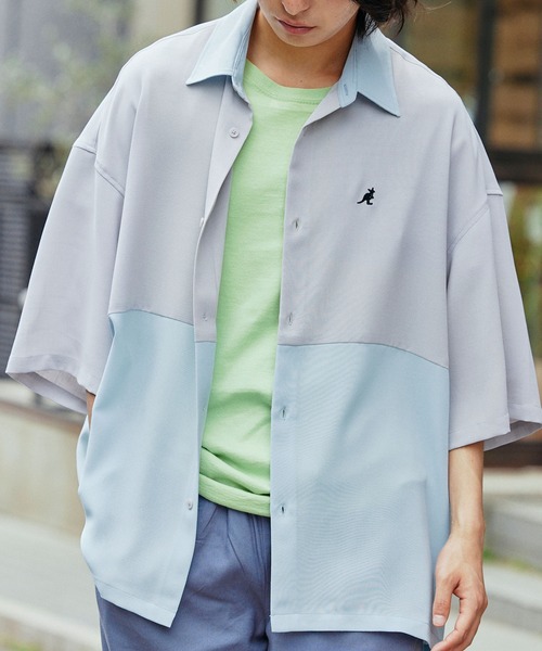 KANGOL(カンゴール)の「KANGOL/カンゴール 別注 ブライトポプリン オーバーサイズ ヨーク切替 1/2 sleeve レギュラーカラーシャツ(シャツ/ブラウス・メンズ・ブラック系その他/グレー系その他/グレー系その他2・FREE)」の21枚目の写真