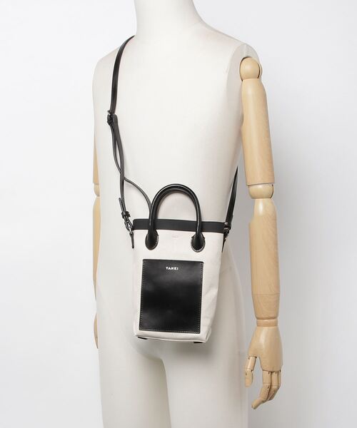 YAHKI（ヤーキ）の「[YAHKI/ヤーキ] 2WAYキャンバスショルダーミニバッグ（トートバッグ・レディース・ホワイト/ブラック・ONE SIZE）」の6枚目の写真