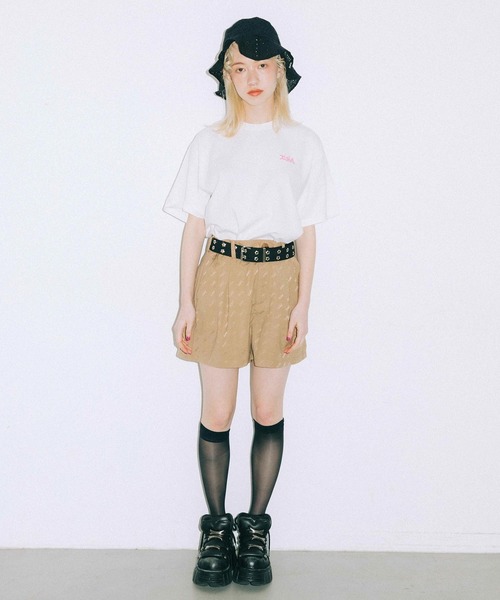 X-girl（エックスガール）の「WEB/一部店舗限定｜WORDS LOGO PIGMENT DYE S/S MENS TEE（Tシャツ/カットソー・レディース・ホワイト/ライトパープル/オレンジ/チャコール/オリーブ・ONE SIZE）」の18枚目の写真