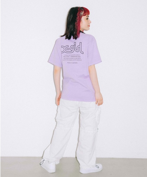 X-girl（エックスガール）の「WEB/一部店舗限定｜WORDS LOGO PIGMENT DYE S/S MENS TEE（Tシャツ/カットソー・レディース・ホワイト/ライトパープル/オレンジ/チャコール/オリーブ・ONE SIZE）」の10枚目の写真