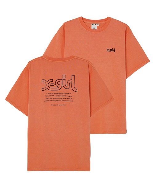 X-girl（エックスガール）の「WEB/一部店舗限定｜WORDS LOGO PIGMENT DYE S/S MENS TEE（Tシャツ/カットソー・レディース・ホワイト/ライトパープル/オレンジ/チャコール/オリーブ・ONE SIZE）」の20枚目の写真
