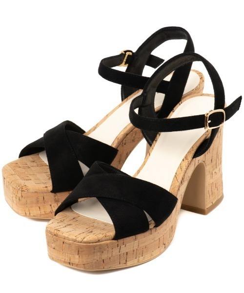 REZOY（リゾイ）の「【21SS新作】【REZOY】コルク太ヒールクロスサンダル（サンダル・レディース・アイボリー/ブラック/ラベンダー・S/M/L）」の3枚目の写真