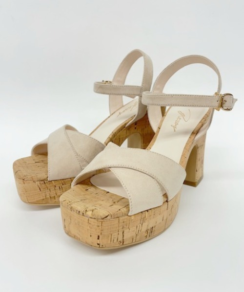 REZOY（リゾイ）の「【21SS新作】【REZOY】コルク太ヒールクロスサンダル（サンダル・レディース・アイボリー/ブラック/ラベンダー・S/M/L）」の7枚目の写真